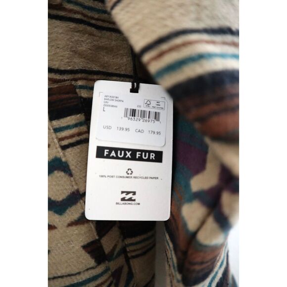 Billabong ABYJK00184 Men's Sz L Gravel Brown Multi Barlow Sherpa Jacket - Picture 5 of 14